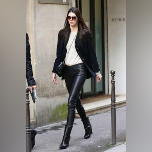 Helmut Lang Black Leather Leggings - Picture 2 of 12